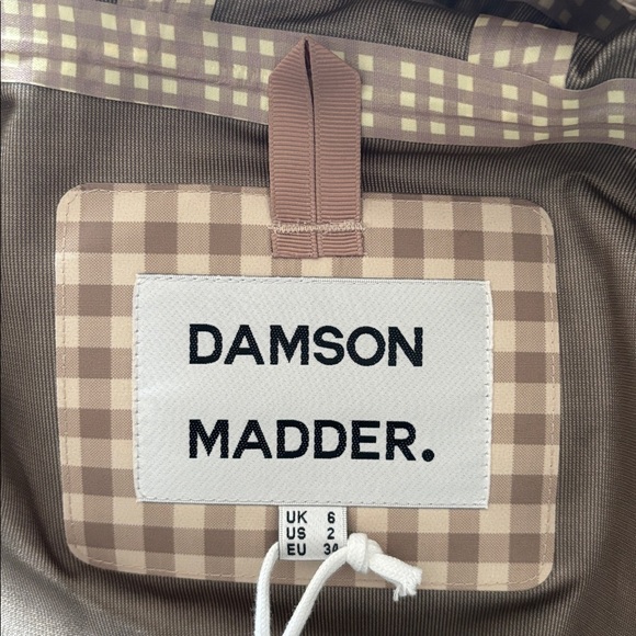 NWT Damson Madder beige rain jacket Gingham Hooded Drawstring Jacket - Check - Picture 11 of 11